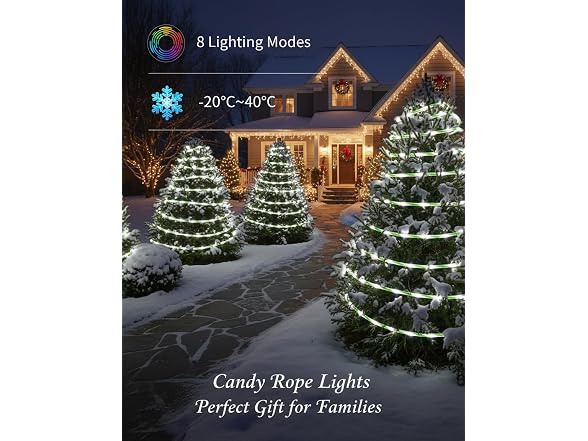 LightSeek Solar Candy Cane Rope Lights