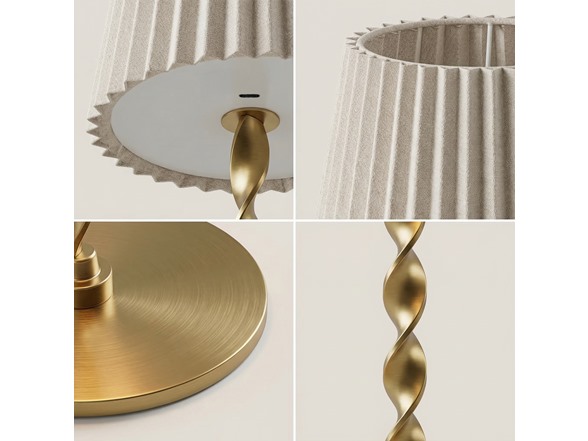 Twisted Stem Pleated Shade Cream Lamp