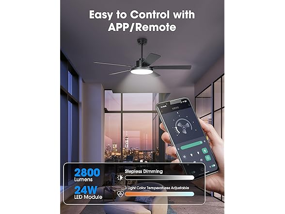Parrot Uncle Black Ceiling Fan with Light & Remote