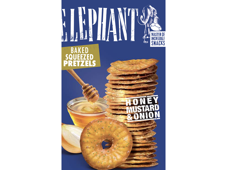 12-Pack Elephant Incredibly Squeezed Pretzels Honey Mustard and Onion