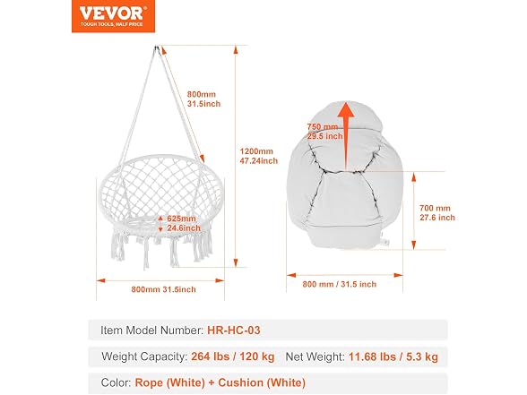 Hanging Hammock Swing Chair, Macramé Hanging