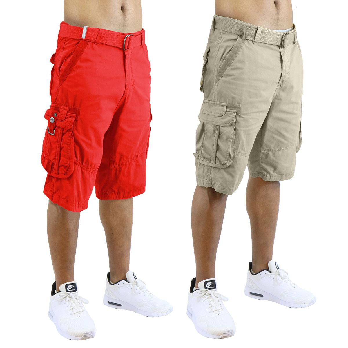 2Pk Mens Belted Cargo Utility Shorts - Gallery 23