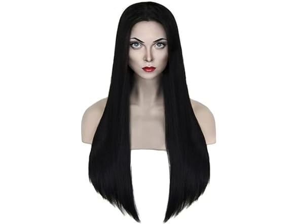 Morticia Wig Long Black Straight Wig