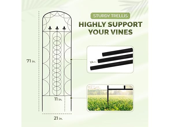 Idzo 71" Metal Garden Trellis Black