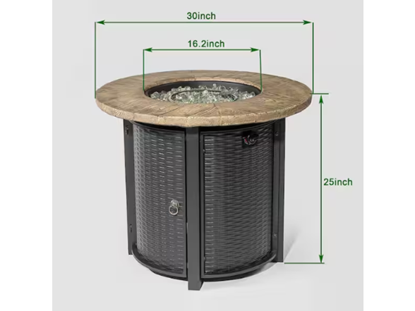 Amity 30" Round Fire Table Wood Top