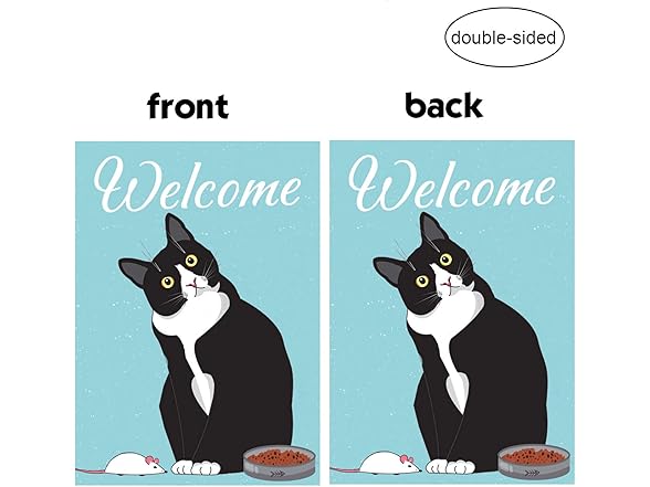 Black Cat Garden Flag 12x18 Welcome