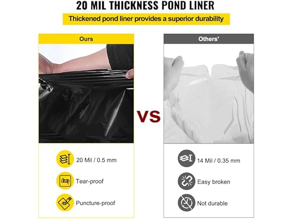 VEVOR LLDPE Pond Liner 15x20 ft