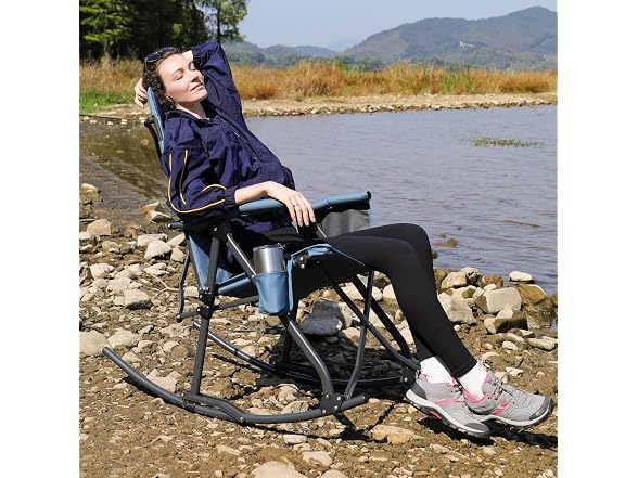 Portal Blue Oversized Rocking Camping Chair