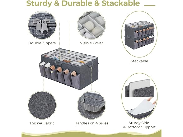 STORAGEIDEAS Extra Large Fabric Shoe Organizer Grey