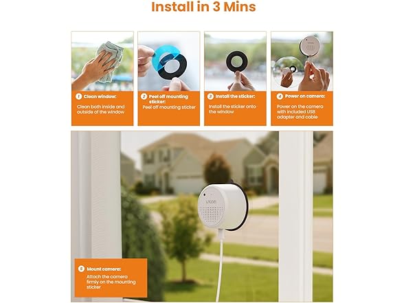 3MP 2K Home Security Window Camera