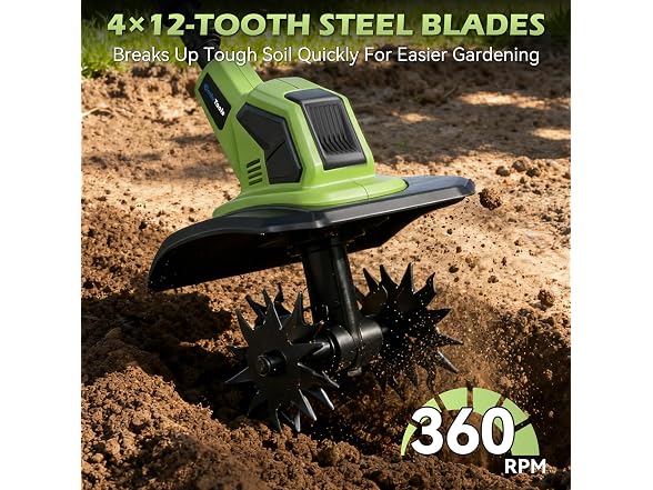 Endutools Cordless Tiller Cultivator Green