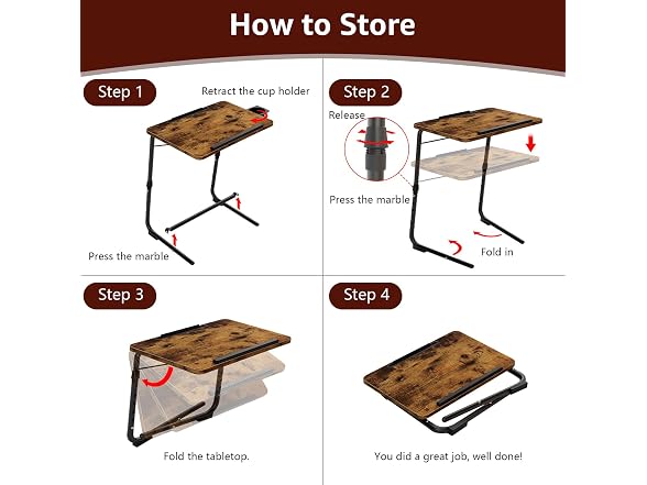 NUTIKAS Folding TV Trays 2-Pk - Rustic