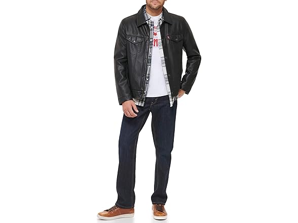 Levis Mens Faux Leather Trucker (2X & 3X)