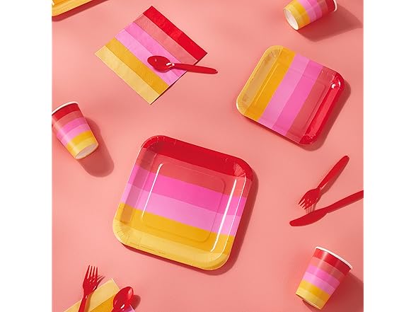 Crayola Color Pop Warm Rainbow Stripe Party Supplies