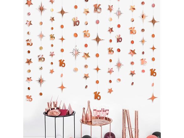 Rose Gold Number 16 Circle Dot Twinkle Star - Gallery 5