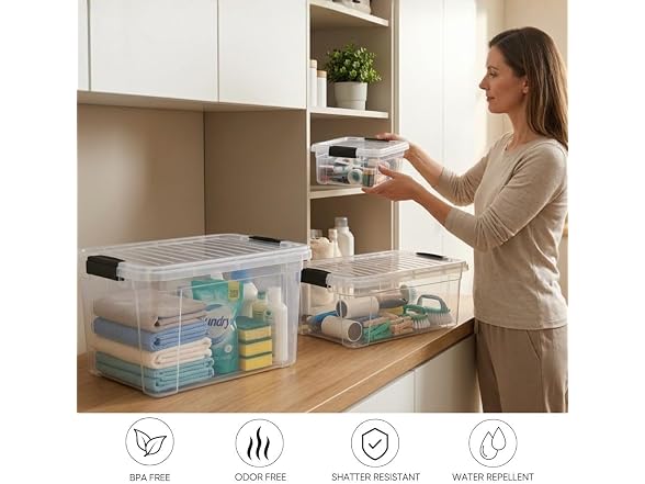 Superio 6.6 Quart Clear Plastic Storage Boxes 18 PK