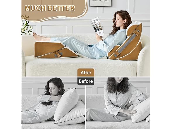 paxato 9PCS Wedge Pillow Set Brown