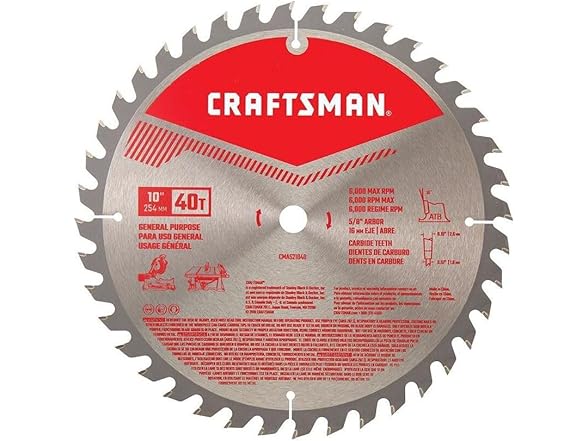 CRAFTSMAN 10 Inch 40T Carbide Circular Saw Blade