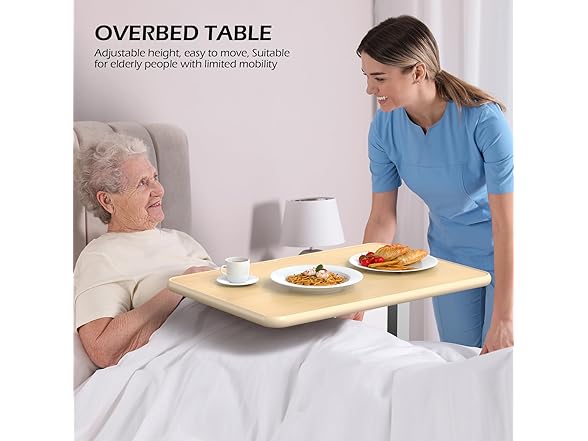 Adjustable Overbed Table with Wheels