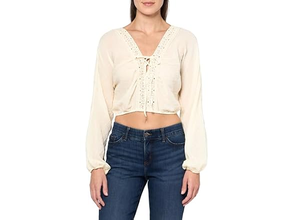 Forever 21 (S) Crochet-Trim Peasant Top