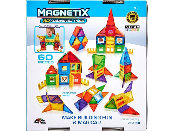 Cra-Z-Art Magnetix 60 Piece 3D Magnetic Tiles