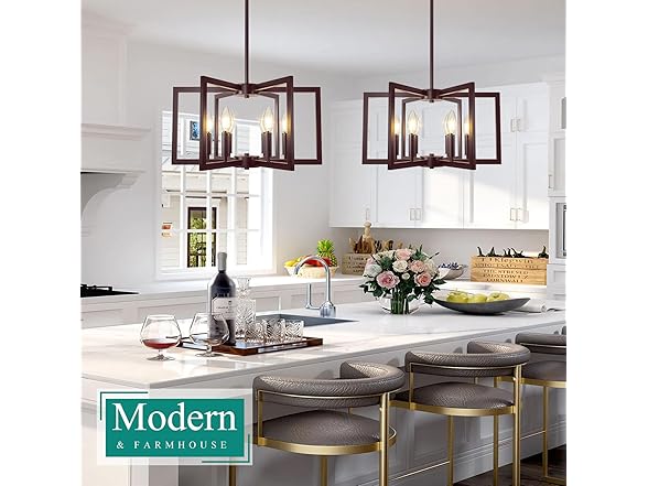 6-Light Chandelier, Farmhouse Dining Room Light Fixture