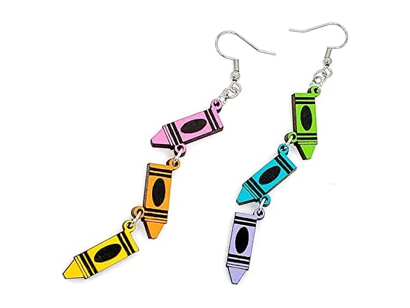 Colorful Three section Crayon Earrings
