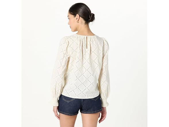 The Drop Women Ariel Eyelet Popover Blouse