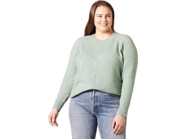 Amazon Essentials Women's Crewneck Sweater, Classic-Fit, Soft Touch, Long Sleeve, Plus-Size Available, Sage Green Heather, 5X