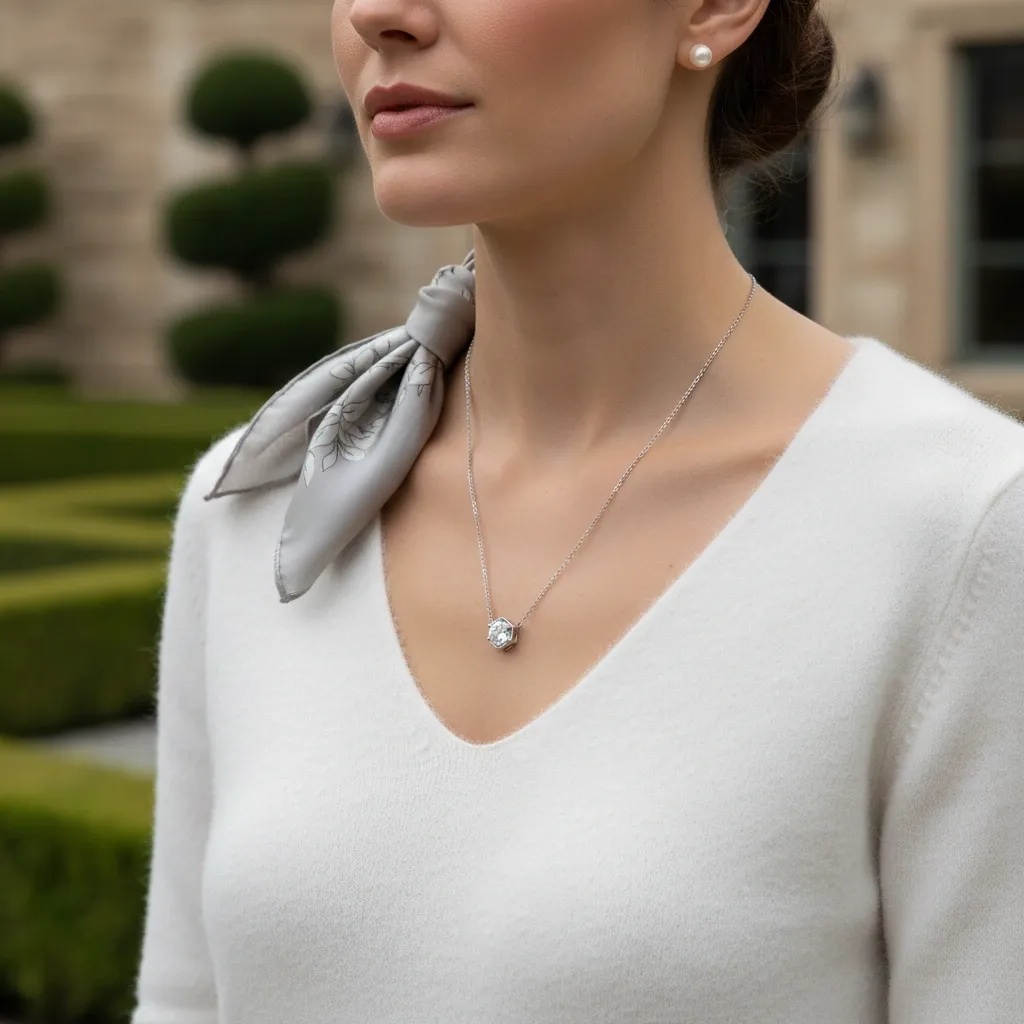 Hexagon 6 Prong Moissanite Necklace - Gallery 5