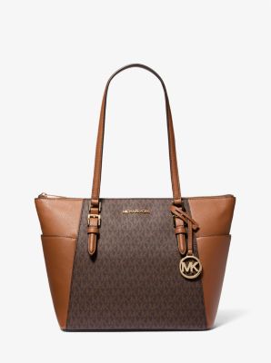 Michael Kors Charlotte Large Logo and Leather Top-Zip Tote Bag - Gallery 2