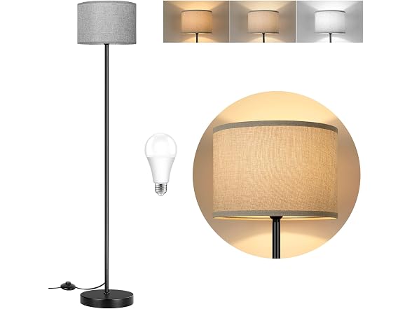 TOBUSA 65’’ Tall Floor Lamp for Bedroom with Grey Shade