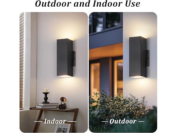 2-Pack Outdoor Wall Lights, Modern LED Up and Down Lights, Black