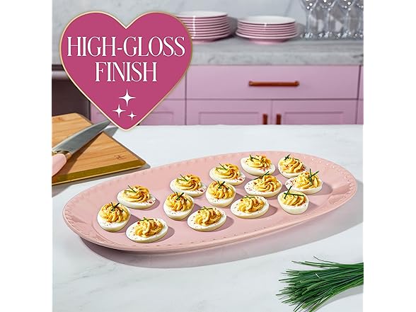 Paris Hilton Oval Ceramic Serving Platter  Pink