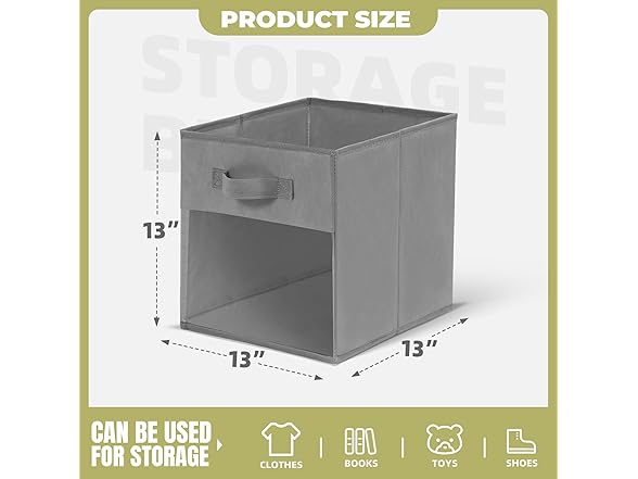 STORAGEIDEAS Storage Cubes13 Inch Cube Storage Bins With Clear Window