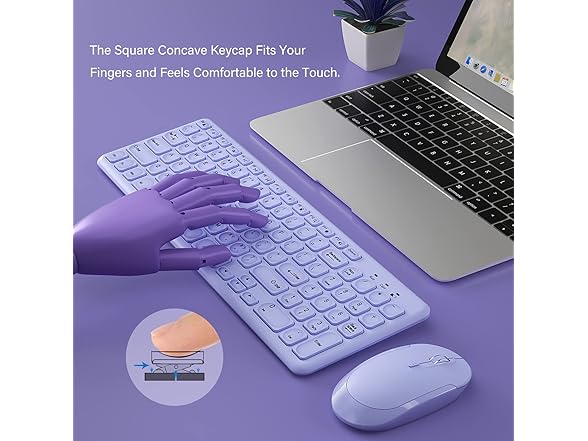 Arcwares Wireless Keyboard & Mouse Combo, Purple