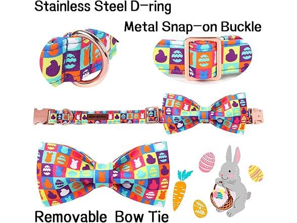 Unique Style Paws Easter Day Dog Collar with Bow