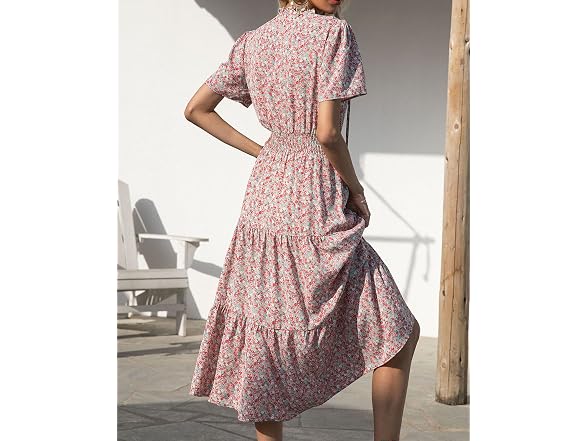 Btfbm Women (S) Summer Casual Boho Tie V Dress