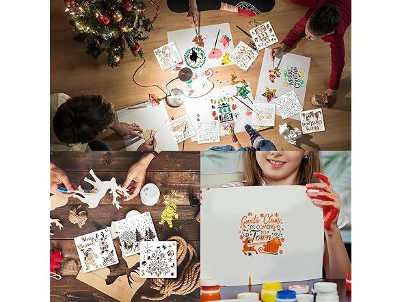 Christmas Stencils for Painting Wood, 16Pcs