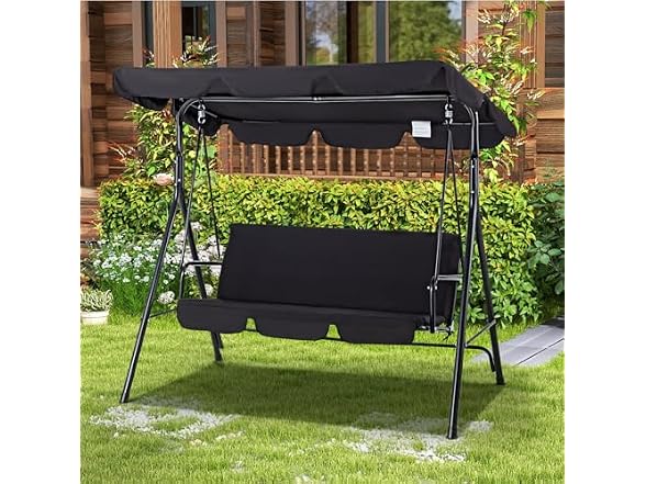 Esright Patio Swings Outdoor, 3-Seat Outdoor Porch Swing Chair