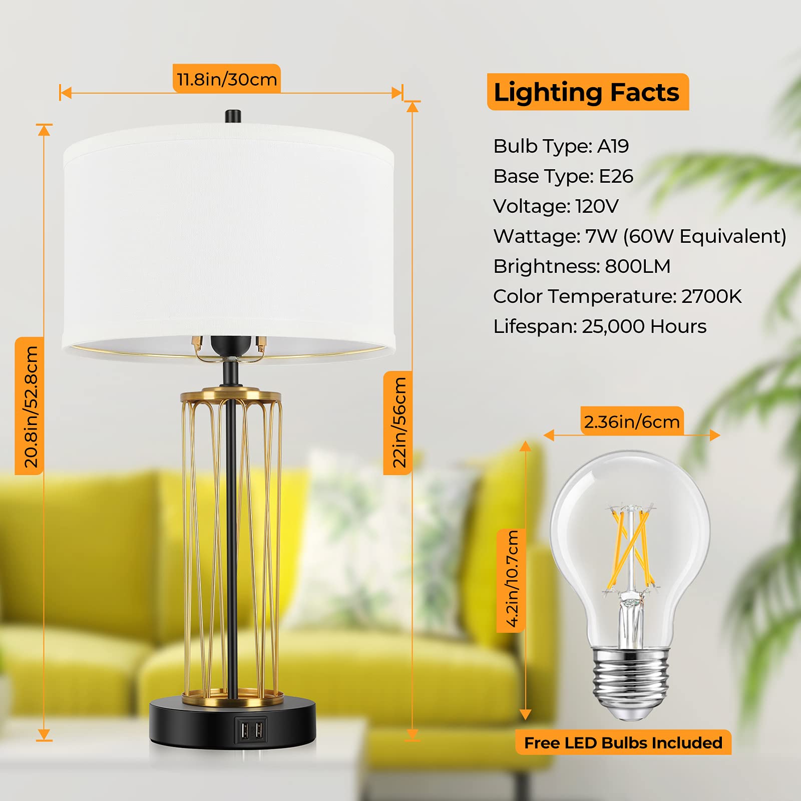 Set of 2 Touch Control Table Lamps (Open Box) - Gallery 9