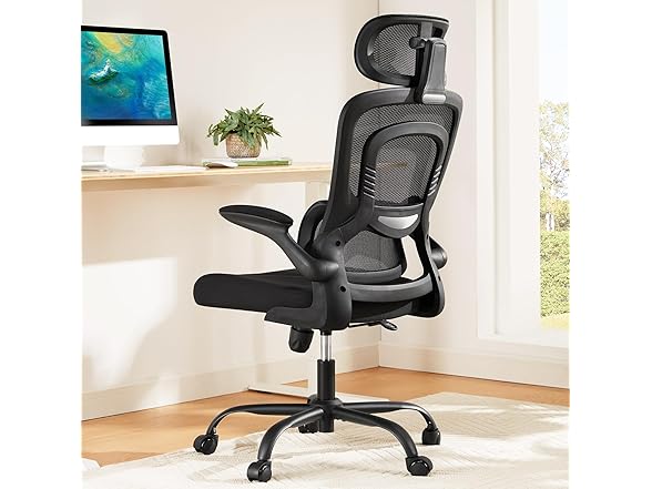 Marsail Office Chair Ergonomic-Desk Chair: High Back Mesh Office Chair with Lumbar Support,Flip-Up Armrests&2D Headrest,Gaming Chair with Rocking Tilt, Swivel Computer Task Chair for Long Hours (Open Box)