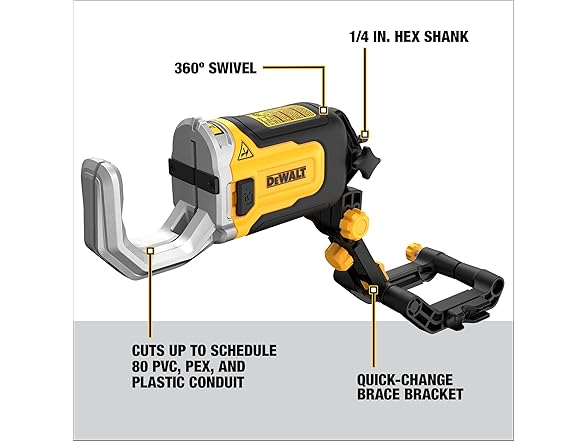DEWALT DWAPVCIR Impact Cutter with Brace Bracket