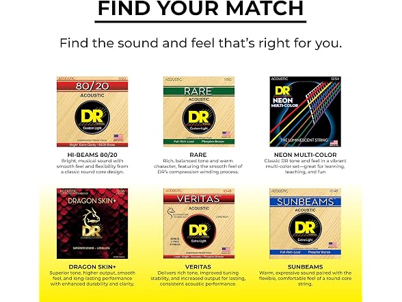 DR Strings Hi-Beam 80/20 Brass Acoustic Strings