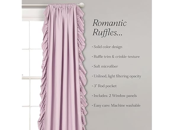 Lush Decor Reyna Ruffle Window Curtain Panel Set