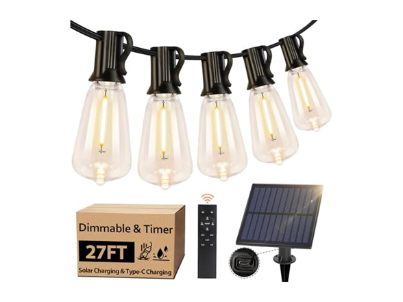 Bosceos Solar Outdoor String Lights Waterproof