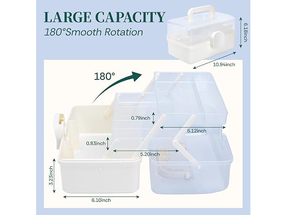 EVRY CO. 3 Pack 3-Layer Storage Box with Handle