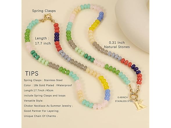 Dascus Boho Beaded Necklace Rainbow