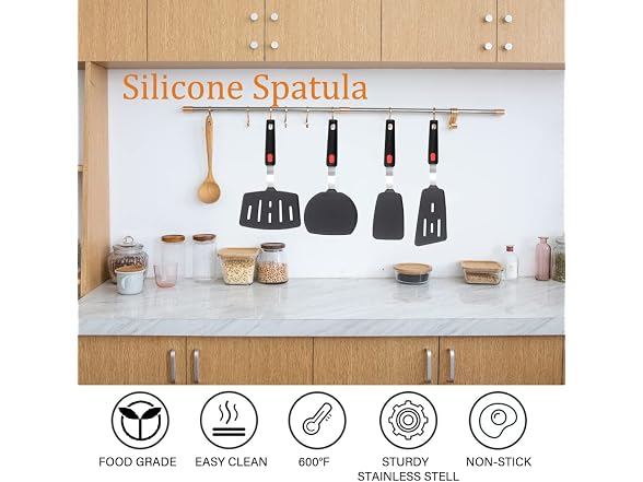 Wiztoynia Silicone Spatula Turners, 4pc