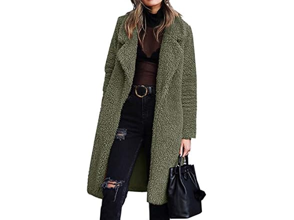 Angashion Women's (2XL) Women's Fuzzy Fleece Army
